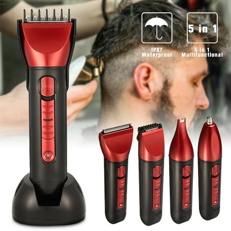 Kemei 5in1 Grooming Set Cordless Men's Personal Electric Razor Shaver, Rechargeable Hair Clipper Haircut, Beard Nose Ear