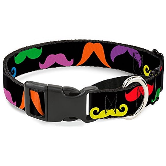 Buckle-Down MGC-W31364-L Mustaches Black Multicolor Martingale Dog Collar