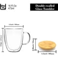 thumbnail image 3 of Taza de vidrio de borosilicato de doble pared para infusionar café, leche, té (16 oz tapa de bambú), 3 of 3