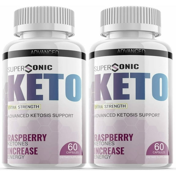 (2 Pack) Supersonic Keto - Supplement for Weight Loss - Energy & Focus Boosting Dietary Supplements for Weight Management & Metabolism - Advanced Fat Burn Raspberry Ketones Pills - 120 Capsules