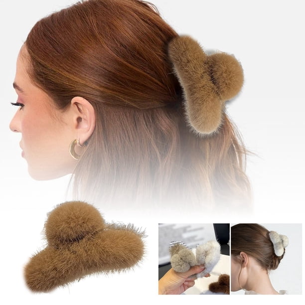 Mink Velvet Hair Barrettes - Material suave, todo tipo de cabello, clip seguro, para un peinado sin esfuerzo Viajes diarios