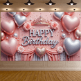 thumbnail image 4 of Floral Design Birthday Banner Heart Shape Pastel Colors for Birthday Party Celebration Decoration, 4 of 5