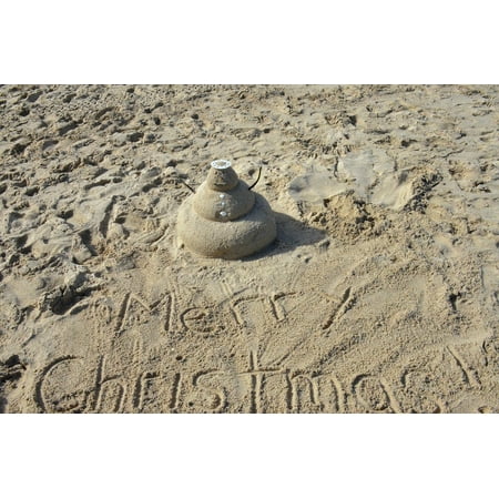 Sand Art Christmas LAMINATED POSTER Sand Sand Man Miami Xmas South Beach Art Florida Poster Print 24 x 36 ()