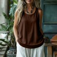 thumbnail image 5 of Sillenn Linen Tank Tops for Women Flowy Scoop Neck Basic Tank Shirt Oversized Summer Casual Camisole Sleeveless Linen Shirts Loose Lightweight Gauze Tunic Blouses Plus Size Gauze Cami Shirts Brown M, 5 of 8