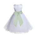 thumbnail image 3 of Ekidsbridal White Apple Green Tulle Rattail Edge Flower Girl Dress Princess Beauty Pageant Junior Bridesmaid Wedding Communion Baptism 829S M, 3 of 3