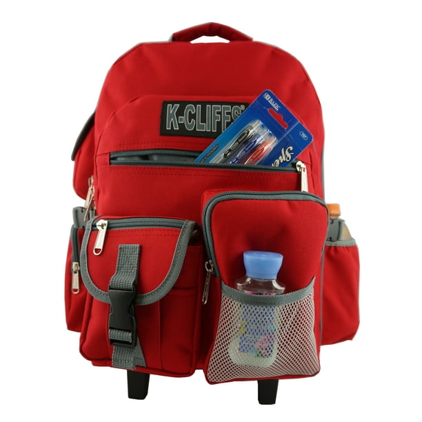 KCliffs Heavy Duty School Backpack with Wheels in Red