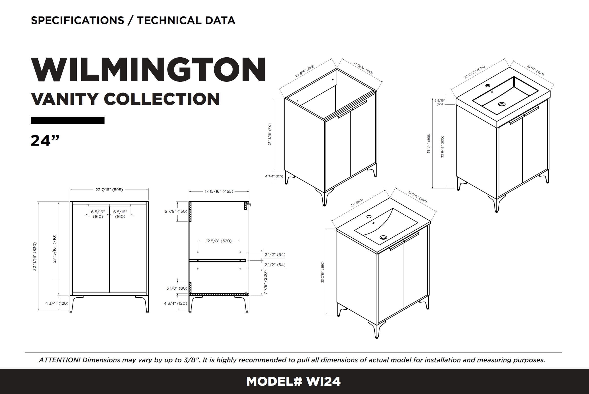 Fine Fixtures Wilmington 24 Inch Bathroom Vanity With Sink - Fully Assembled Bathroom Sink Cabinet, Bathroom Vanities, Wood Bathroom Vanity, Small Bathroom Sink Cabinet, 24 Bathroom Vanity With Sink