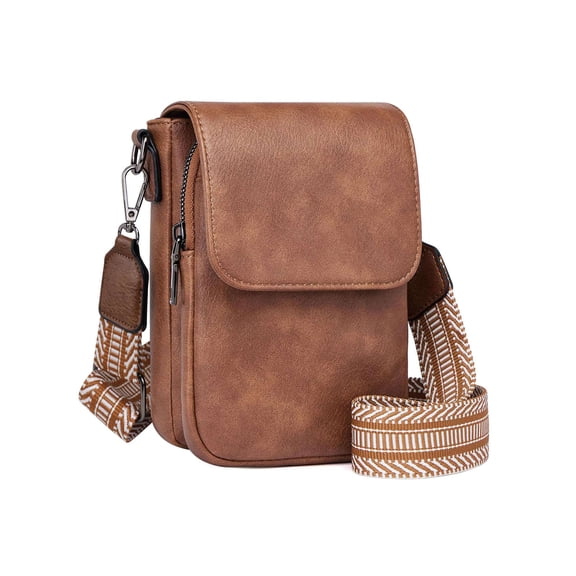 Deago Small Crossbody Bags for Women PU Leather Shoulder Bag Cell Phone Purse Wallet Handbags with Card Slots & Adjustable Strap (Brown#3)
