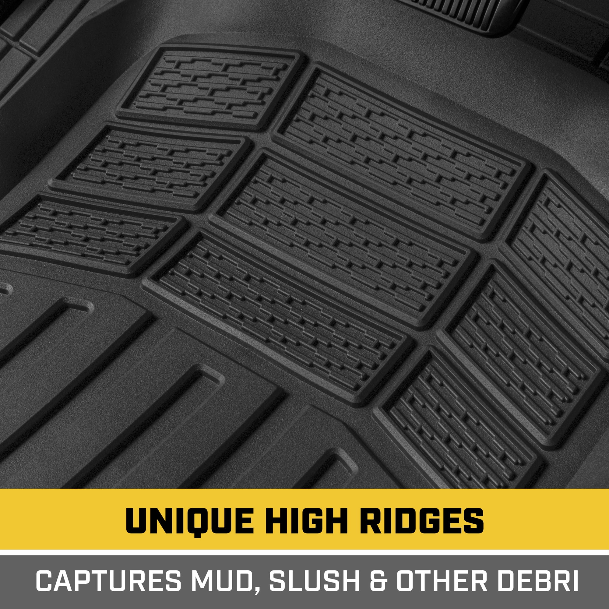 Caterpillar CAMT-9014 (4-Piece) Deep Dish Rubber Truck Floor Mats, Trim To Fit for Car Truck SUV