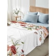 thumbnail image 4 of Pink Floral King Size Flat Sheet, Wrinkleproof & Fadeproof Cooling Flat Bed Sheet Only, Spring Pastoral Botanical Wildflowers Leaves Breathable Soft Bedding Top Sheets 105 x 98 Inches, 4 of 8