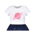 thumbnail image 4 of Robe Fille Paillettes Planète Étoile Argent Perle Perles Tulle Manches Courtes 4 Ans, 4 of 5
