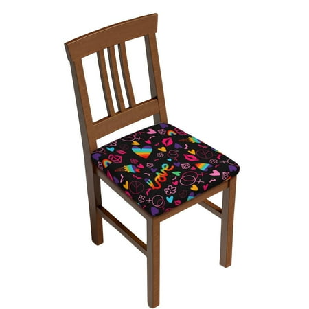 

JUNZAN Lgbt Rainbow For Pride Print Dining Chair Seat Covers Stretch Fitted Dining Room Upholstered Chair Seat Cushion Cover