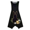 thumbnail image 4 of Minjewel Floral Print Easter Dress with Irregular Hem, Round Neck Sleeveless Midi Dress for Women, Casual Spring Church & Party Wear,Black L, 4 of 8