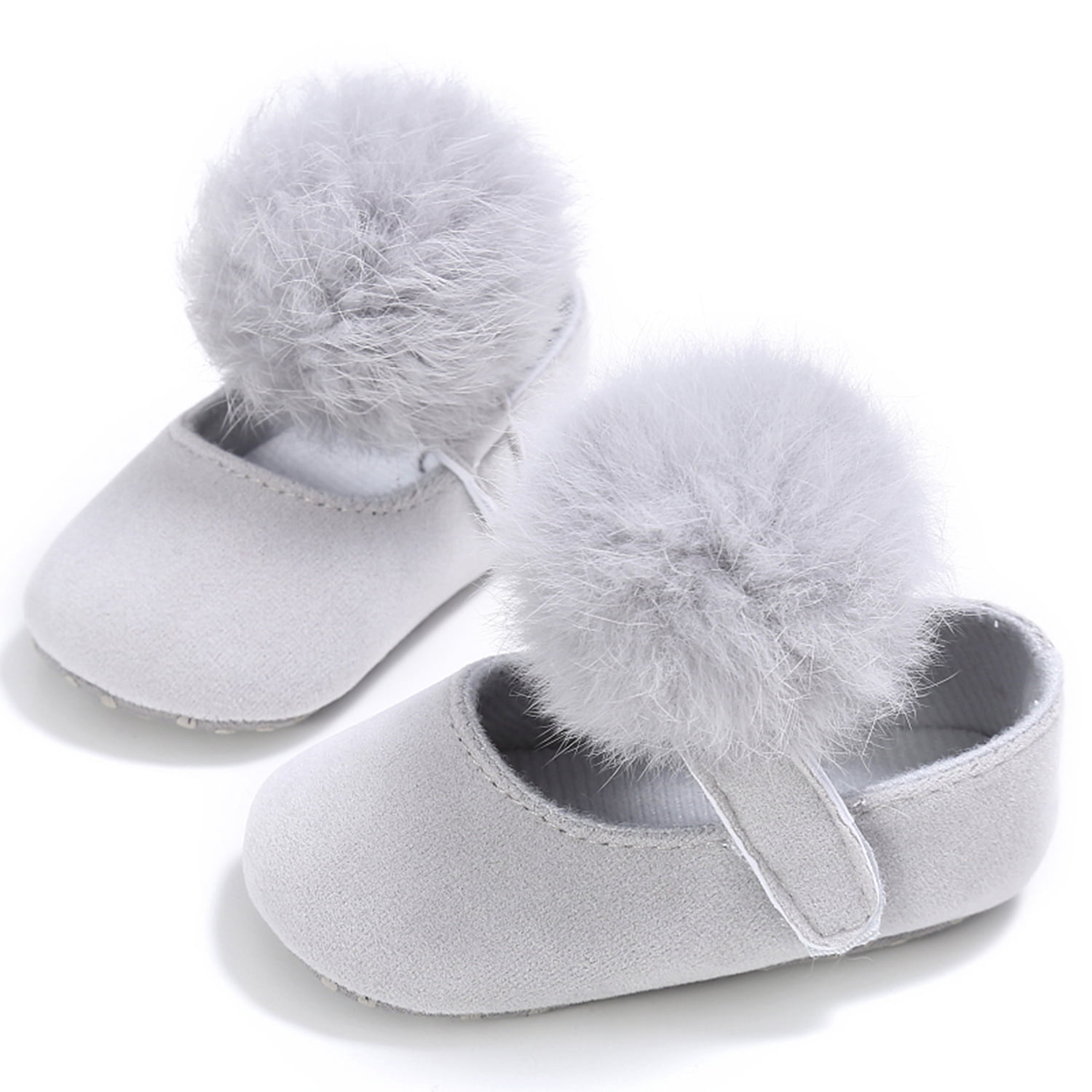 KIDS GIRLS CHILDREN POM POM FLUFFY FUR TRAINERS SNEAKERS PUMPS SHOES UK SIZE 8-2 