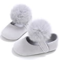 thumbnail image 1 of Infant Baby Girl Cute Pom Pom Anti-Slip Crib Shoes Pre-Walker Shoes 0-18M, 5 Colors (Grey, 3/12-18 Months), 1 of 2