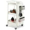 thumbnail image 1 of Gymax 3-Tier Utility Storage Cart Metal Rolling Trolley w/ DIY Pegboard Baskets White, 1 of 10