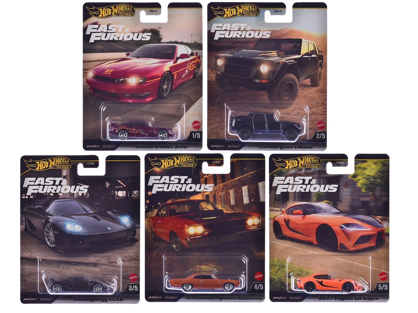 Hot Wheels 2023 Fast & Furious Premium Set, 5 Real Rider Die-Cast