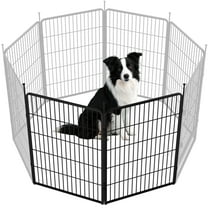 SunsGrove Dog Playpen,40 inch 2 Panels Heavy Duty Anti-Rust Pet Pen for Indoor, Courtyard, RV Camping for Large Dogs, Easy Insert into Soil, Black