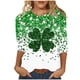 thumbnail image 3 of TaTaai Women St. Patrick's Day Green Print Crew Neck 3/4 Sleeve T-Shirt Loose Casual Top Ladies Spring Holiday Street Wear Lightweight Breathable Non-See-Through No Fading Soft Top Gift, 3 of 5