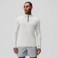 thumbnail image 2 of Men's Fitness Tops Elasticity Slim Fit Quarter Zip Long Sleeved Tops White XS, 2 of 9