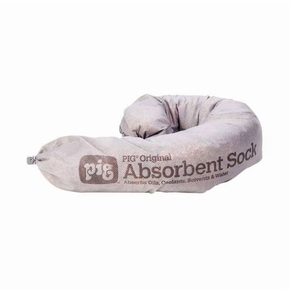Pig Sorbent Sock, 7 gal, 3 in x 24 in, Universal, Gray, 36 PK PIG218