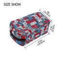 thumbnail image 3 of 6.5x2.5x4 In Printed Makeup Bag Organizer with 5 Compartments Travel Toiletry Pouch Bag Red Houses with Blue Windows, 3 of 6