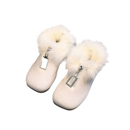 

nsendm Suede Boots Size 5 Fashion Autumn And Winter Children Boots For Girls Flat Bottom Non Slip Solid Color Little Kid Girl Shoes White 9 Years