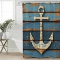 thumbnail image 2 of 72x78 Inch Shower Curtain Brown Anchor Nautical Bathroom Decor Waterproof Fabric Bathtub Bath Curtains Decorative Vintage Coastal Navy Blue Wooden Extra Long Shower Curtain Set with Hooks, 2 of 6