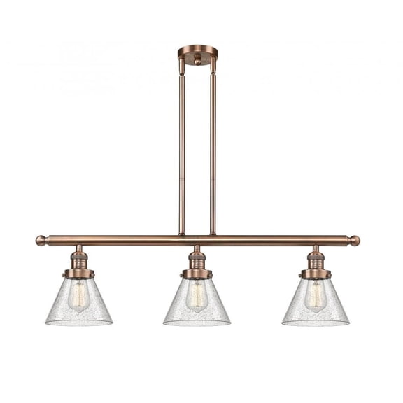 213-AC-G44-L-LED-Innovations Lighting-X-Large Cone-10.5W 3 LED Island in Industrial Style-44 Inches Wide by 16 Inches High   Antique Copper Finish