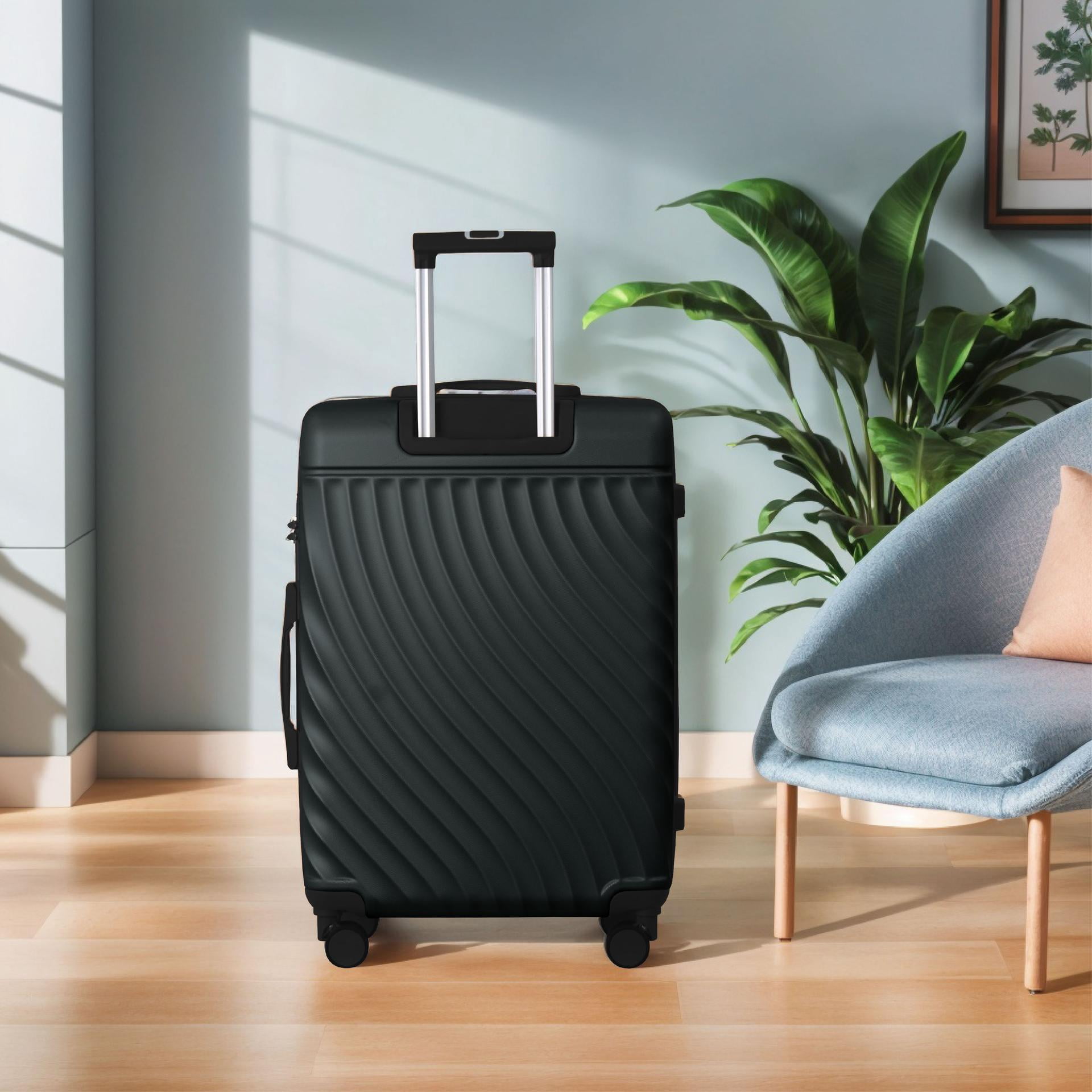 Lisonu 3-Piece Hardshell Luggage Set, Dark Green ABS Suitcases with Spinner Wheels & TSA Lock, Lightweight Durable Travel Set (20/24/28)