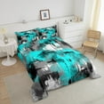 thumbnail image 4 of Erosebridal Abstract Artwork Bedding Twin Comforter Set,Teal Grey Down Comforter,Oil Painting Bedding Sets Twin With Comforter,Super Cozy Teenager Bedroom Decor,Reversible,2-Piece, 4 of 8
