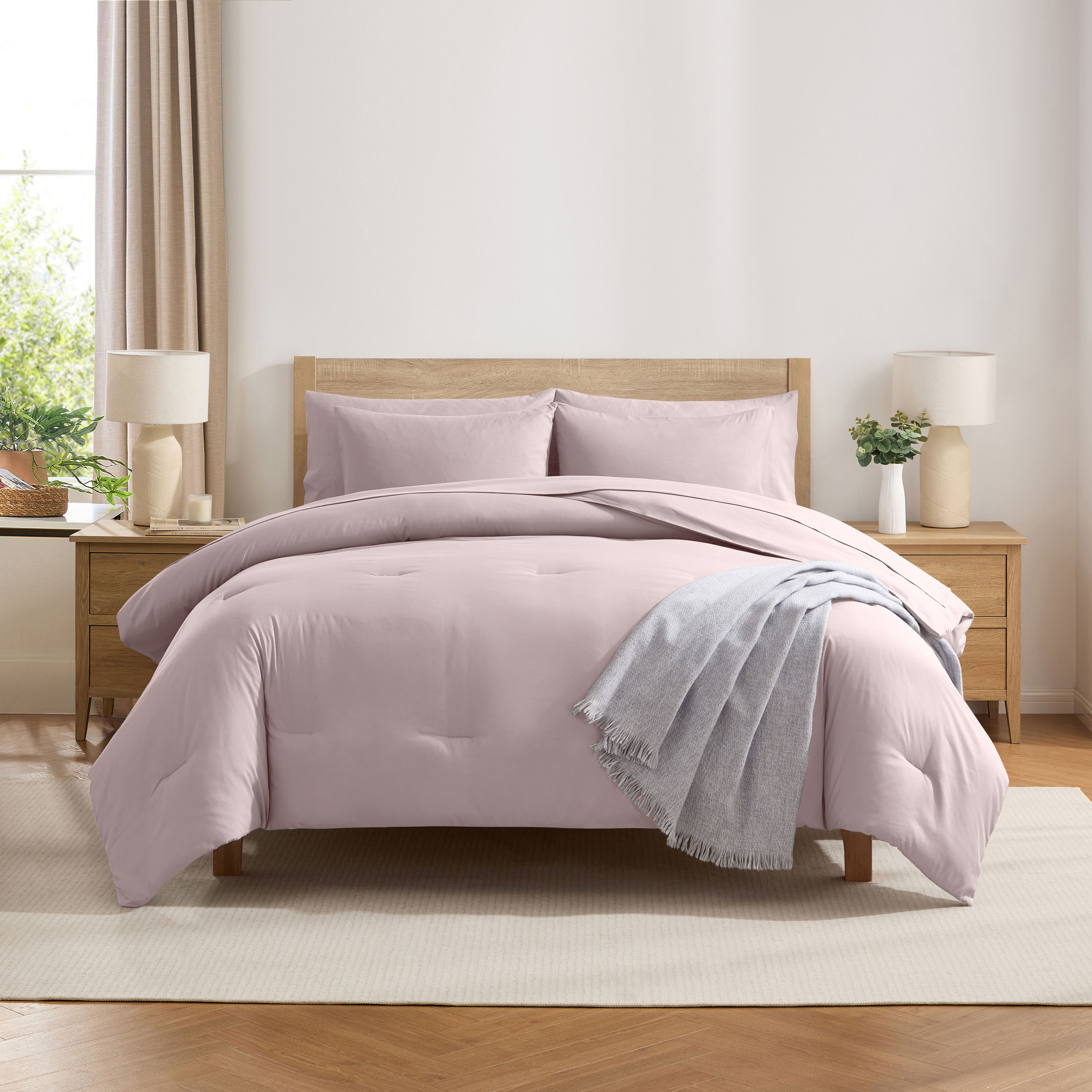 LammaLoe King SizeComforter Set, 7 Piece Bed in a Bag, Ultra Soft Bedding Comforter Set with Sheets, All Season Bed Set, Light Pink