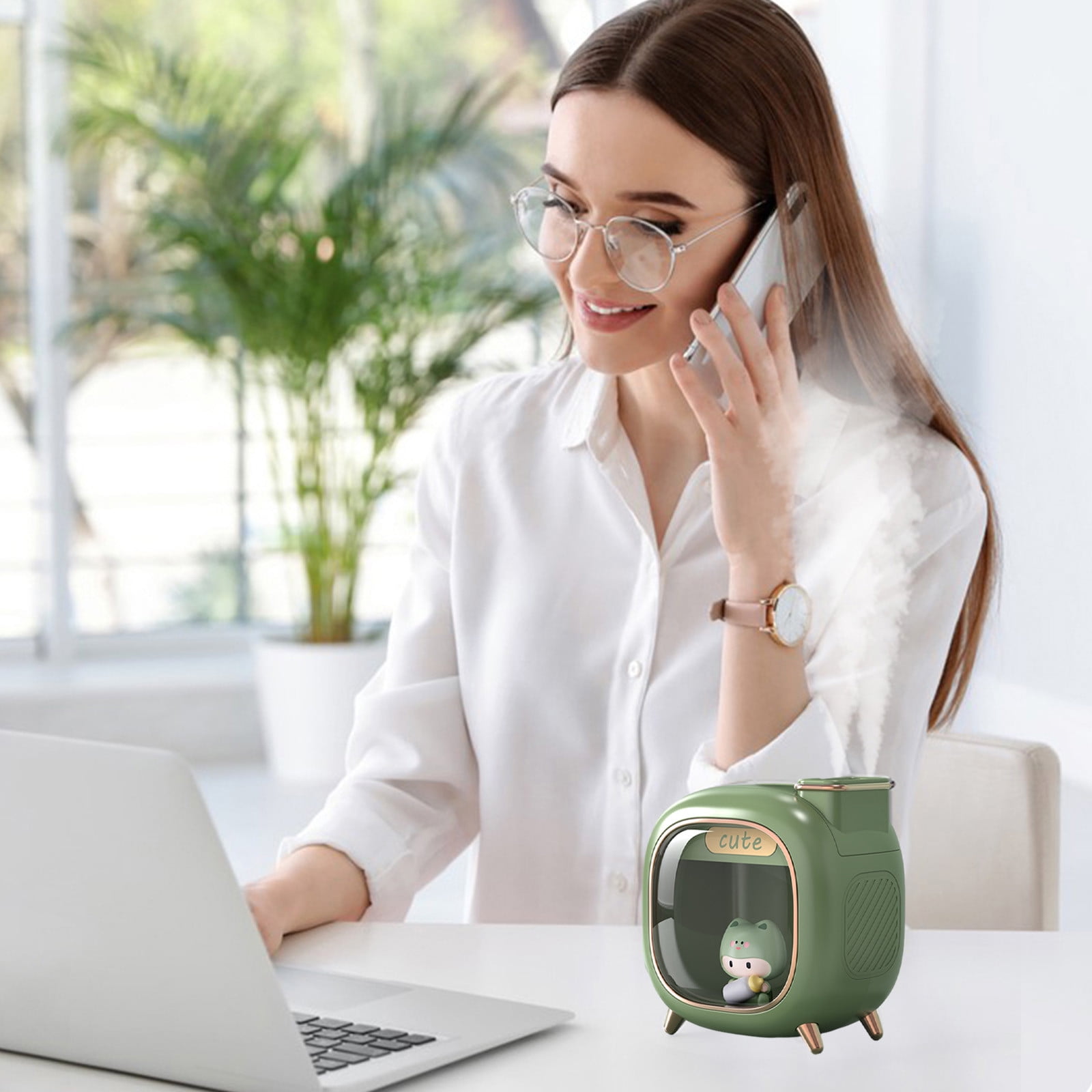 Usloyux Under $5 Cute Animal Humidifier 500ml, USB Desktop Humidifier with Night Light, Quiet Mist Humidifier for Bedroom, Portable Air Moisturizer for Office Desk