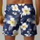 thumbnail image 5 of Pantalones Cortos de Cintura Elástica de los Hombres Hawaiian Floral Print Casual, Pantalones de Baño Ligeros de Cuatro Lados, 5 of 5