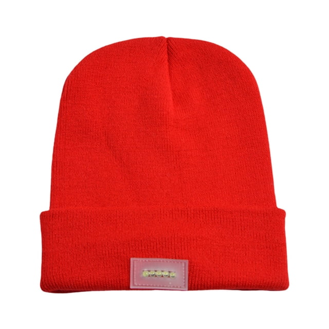 Eigraketly Sombrero LED Luminous Head Lamp Light Cap Outdoor Ski Warm Knitted Hat para mujeres, hombres y niños Pescar Rojo
