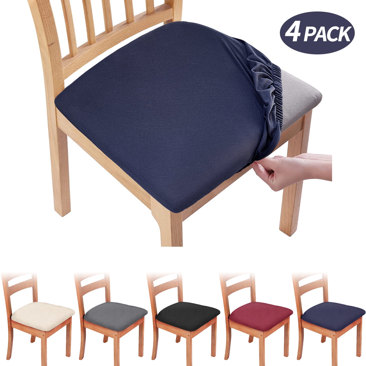 4 Pack Navy Seat Covers for Dining Chairs,Removable Washable AntiDust