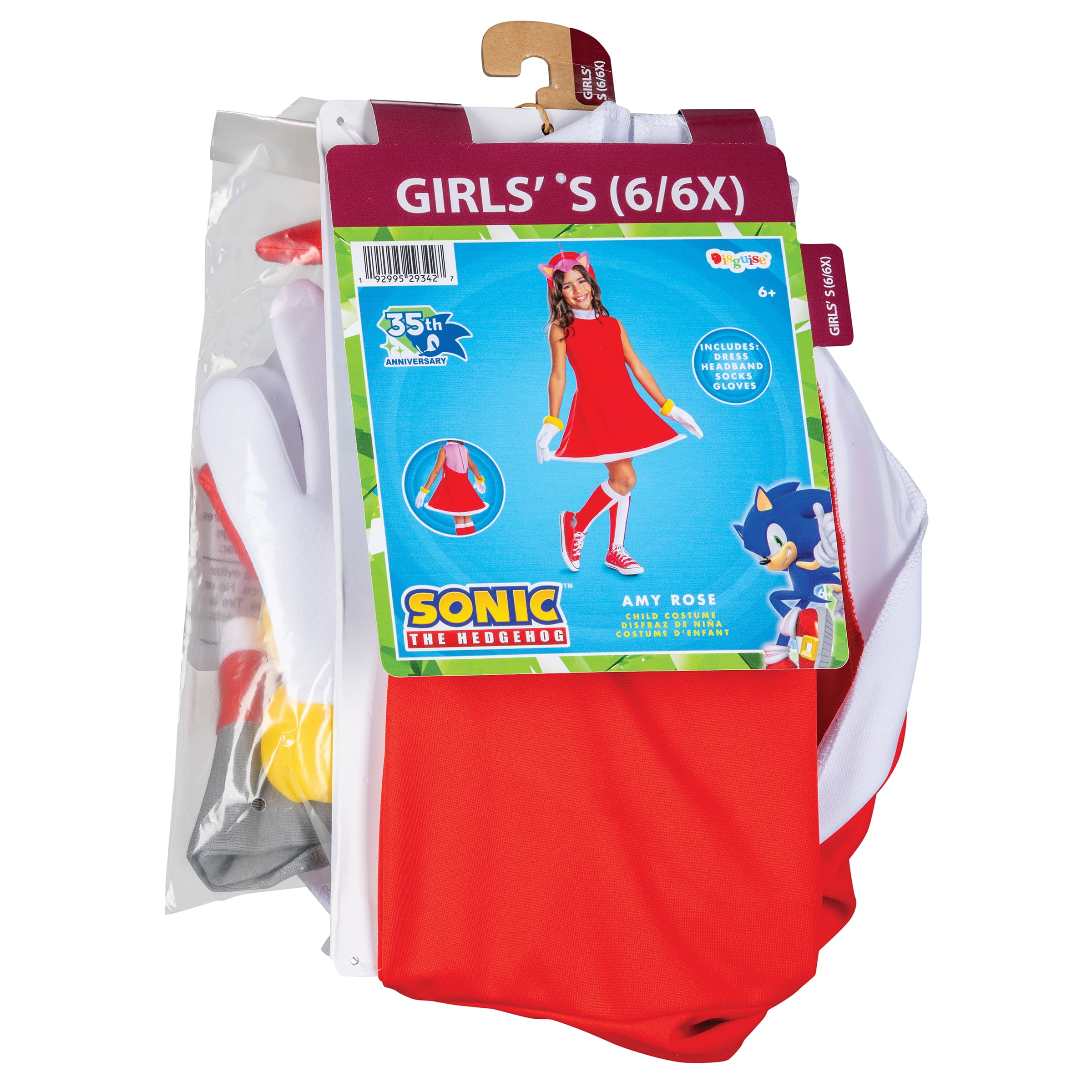 Sega Sonic The Hedgehog Amy Rose Halloween Costume for Children, Girls Size S (6/6X), by Disguise