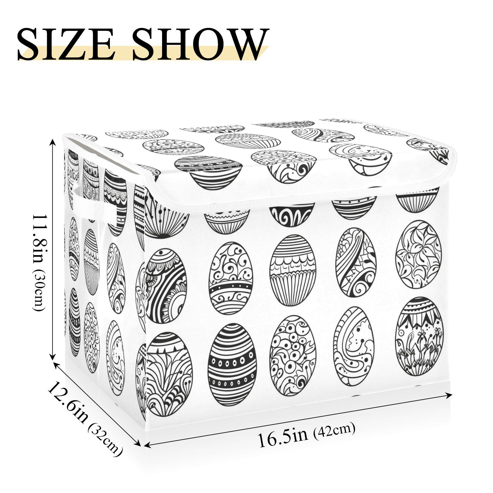Line Easter Eggs Storage Basket Foldable Laundry Basket Shelf Kids Toy Storage Container Organizer with Handles