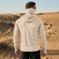 thumbnail image 6 of Men's Full Face Coverage Sun Shirt with Built-in Mask and Thumbholes Featuring Raglan Sleeves for Summer Fishing Hiking Cycling Running Beach Trips Beige XXXL, 6 of 9