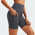 thumbnail image 2 of Gibobby Short Deportivo Pantalones cortos de yoga de entrenamiento sólido de cintura alta para mujer con 2 bolsillos ocultos Pantalones cortos ajustados(Gris, M), 2 of 5