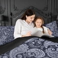 thumbnail image 4 of meiyoeat Navy Paisley King Size Comforter Sets,Vintage Print Comforters King Size For Men Women,Black Reversible,3pcs,1 Comforter and 2 Pillowcases, 4 of 7