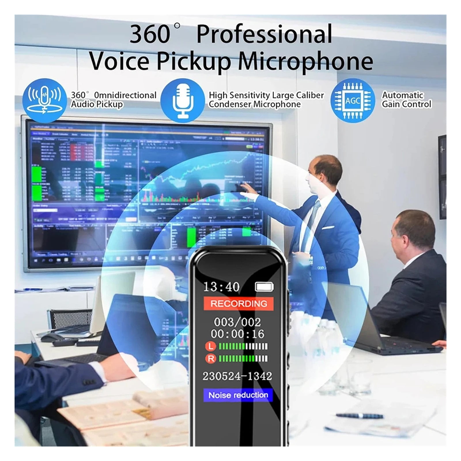 Digital Voice Recorder Professional Dictaphone Voice Activated Noise Reduction Long Time