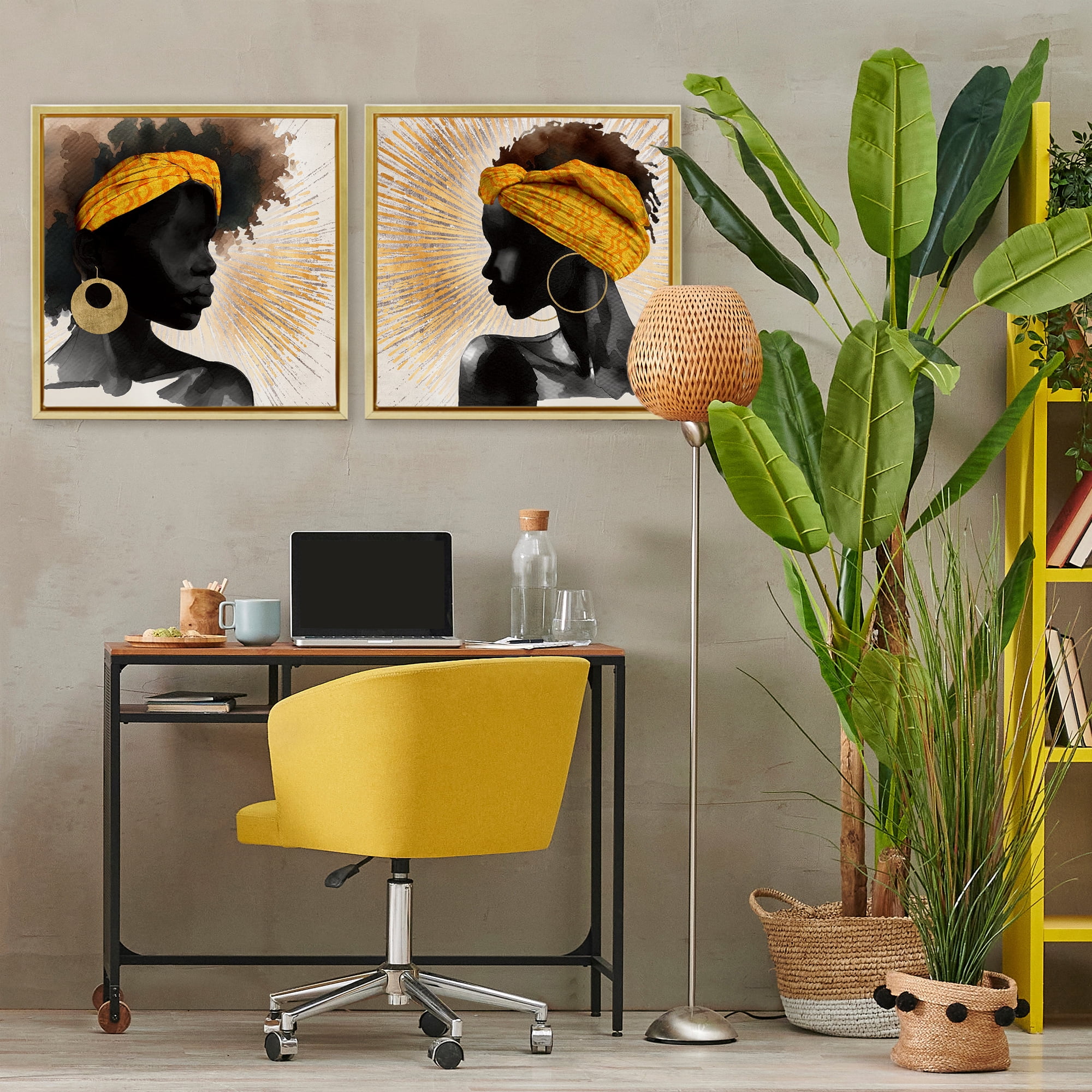 Stupell Industries Radiant Portraits Of Women 2 Piece Gold Framed Floater Canvas Set, design by CAD Designs