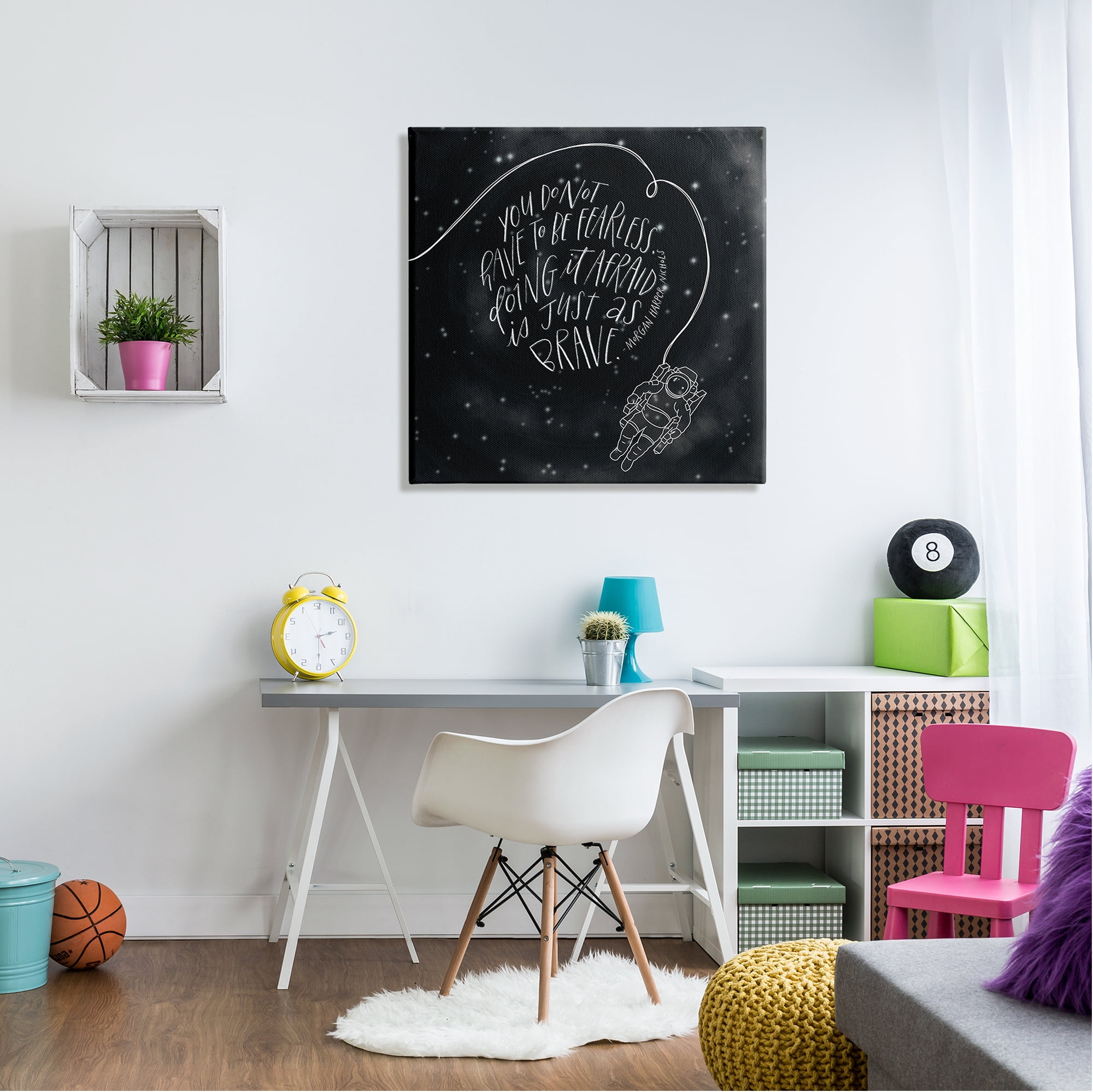 Stupell Industries Motivational Brave Fearless Quote Astronaut Starry Sky Canvas Wall Art, 30 x 30, Design by Rachel Nieman