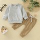 thumbnail image 4 of Gibobby Conjunto de Sudadera y Leggings de Lana Niño invierno manga larga Color sólido Tops pantalones niños 2 uds traje trajes prendas de vestir(Gris,18-24 Meses), 4 of 5