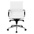thumbnail image 6 of Flash Furniture Mid-Back White Ribbed LeatherSoft Swivel Conference Office Chair with Knee-Tilt Control and Arms, 6 of 6