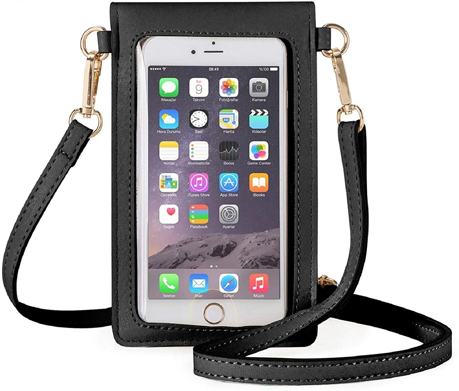 mobile phone holder with shoulder strap
