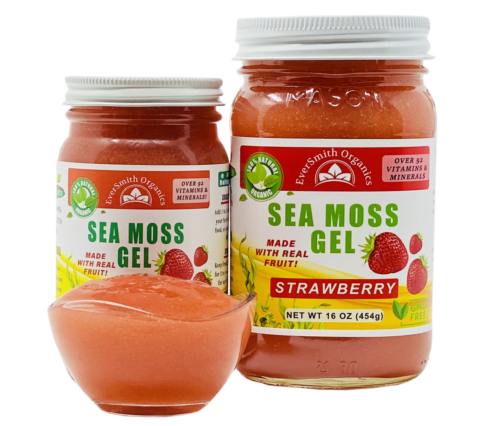 Organic Sea Moss Gel (Strawberry) LARGE 16 OZ Real Fruit