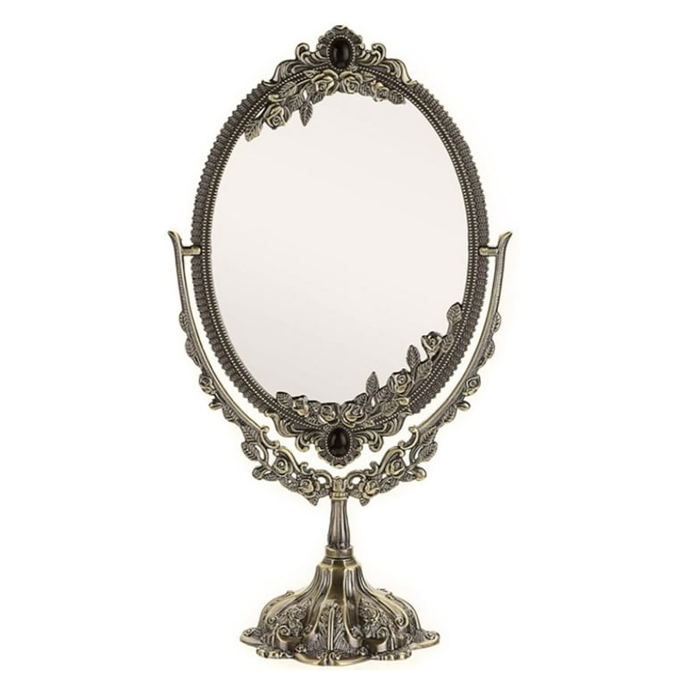 Metal Tabletop Antique Makeup Mirror with Stand Vintage