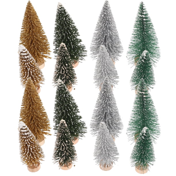 16 piezas decorativas árbol de Navidad de árboles en miniatura de Navidad vívidos adornos de escritorio